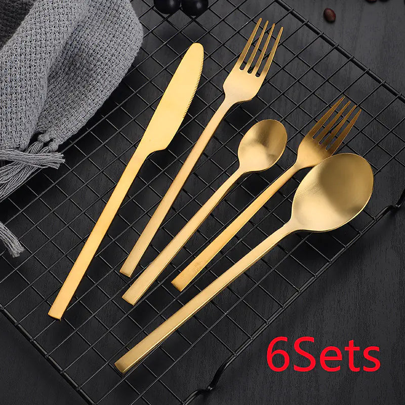 Matte Stainless Steel Cutlery Set - Thickened Design
