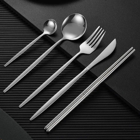 Matte Stainless Steel Cutlery Set - Thickened Design