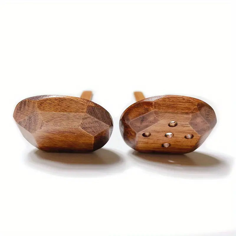 Solid Wood Ramen Spoon - Turtle Shell Design, 8.3in