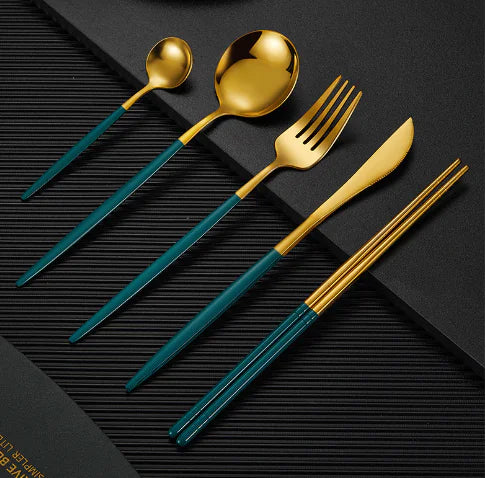 Matte Stainless Steel Cutlery Set - Thickened Design