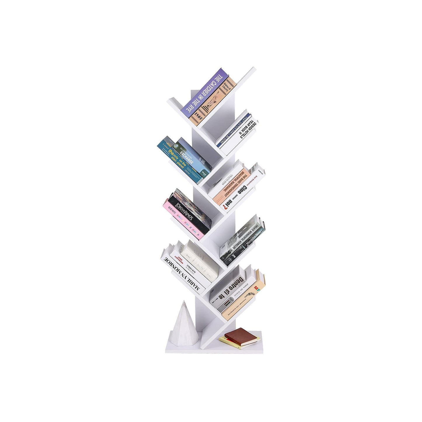 VASAGLE Tree Bookshelf, 8 Tier Floor Standing Bookcase with Wooden Shelves for Living Room, Home Office, White LBC11WTV1