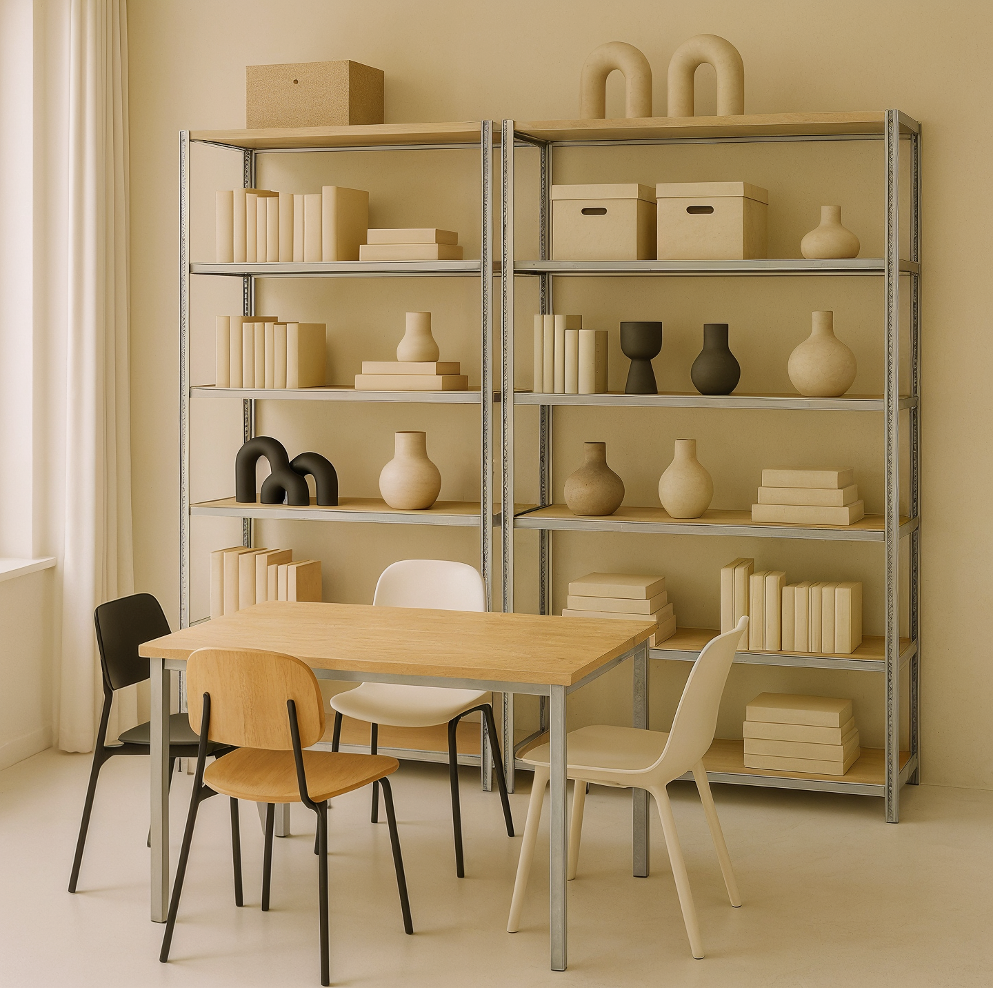 SONGMICS 5-Tier Shelving Units, Set of 2 Steel Shelving Units for Storage, Tool-Free Assembly, for Garage, Shed, Load Capacity 600 kg, 50 x 100 x 200 cm, Silver GLR050E02