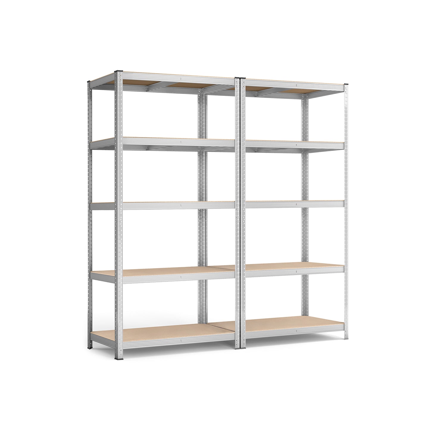 SONGMICS 5-Tier Shelving Units, Set of 2 Steel Shelving Units for Storage, Tool-Free Assembly, for Garage, Shed, Load Capacity 600 kg, 50 x 100 x 200 cm, Silver GLR050E02