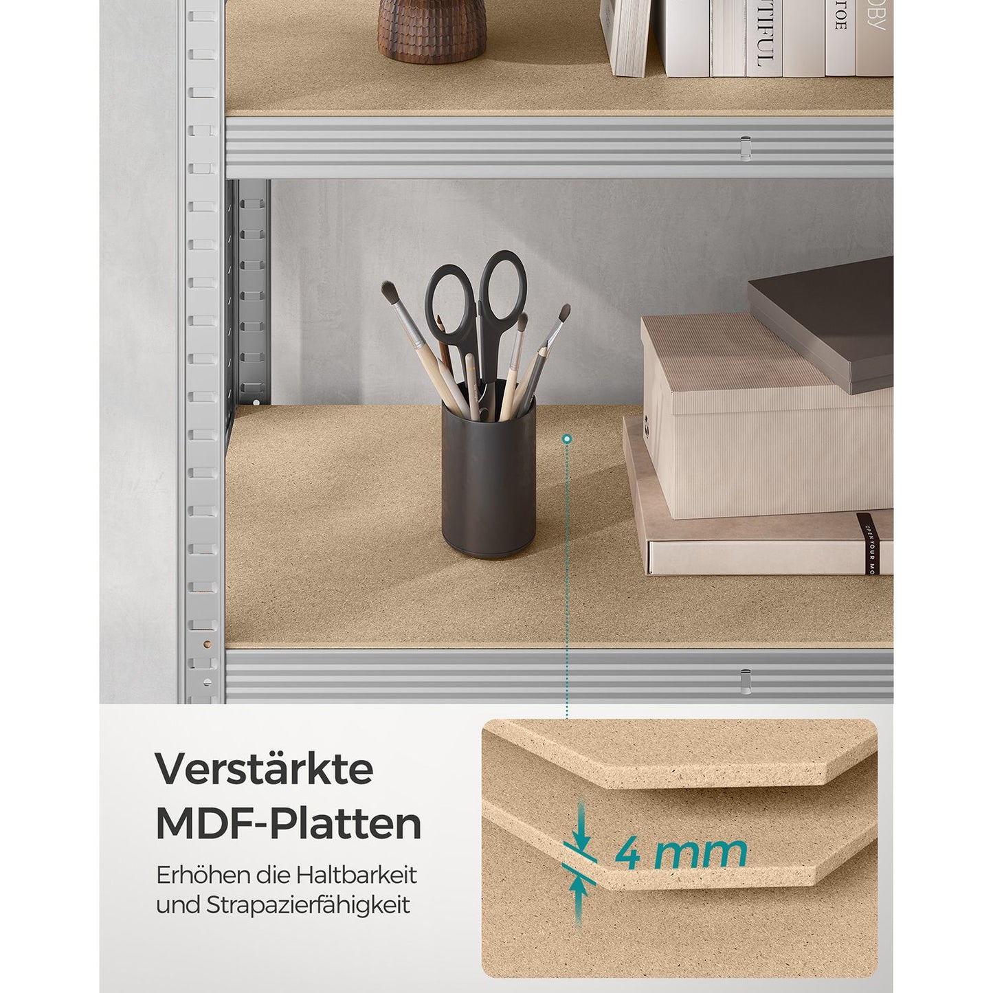 SONGMICS 5-Tier Shelving Units, Set of 2 Steel Shelving Units for Storage, Tool-Free Assembly, for Garage, Shed, Load Capacity 600 kg, 50 x 100 x 200 cm, Silver GLR050E02