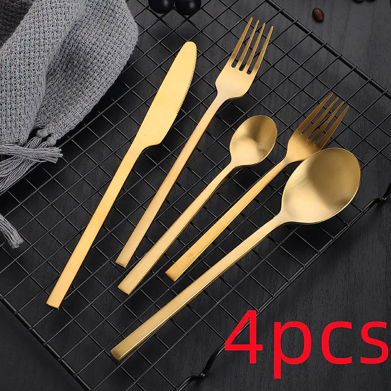 Matte Stainless Steel Cutlery Set - Thickened Design
