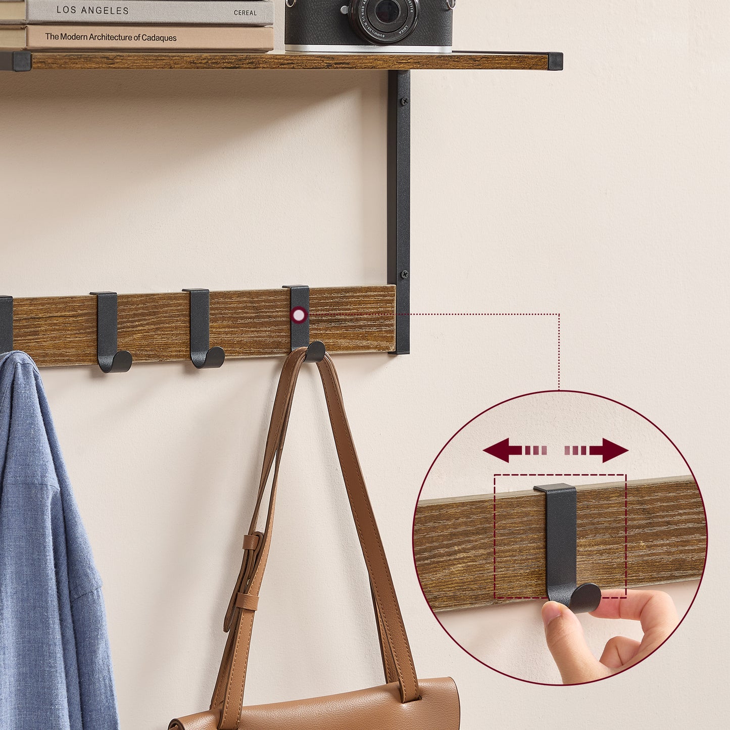 Vasagle 2pc Floating Shelves, 9.53" Deep Wall Mounted Hanging Shelves for Living Room, Kitchen, Bedroom, Bathroom, Storage and Display Shelf Set, Rustin Brown