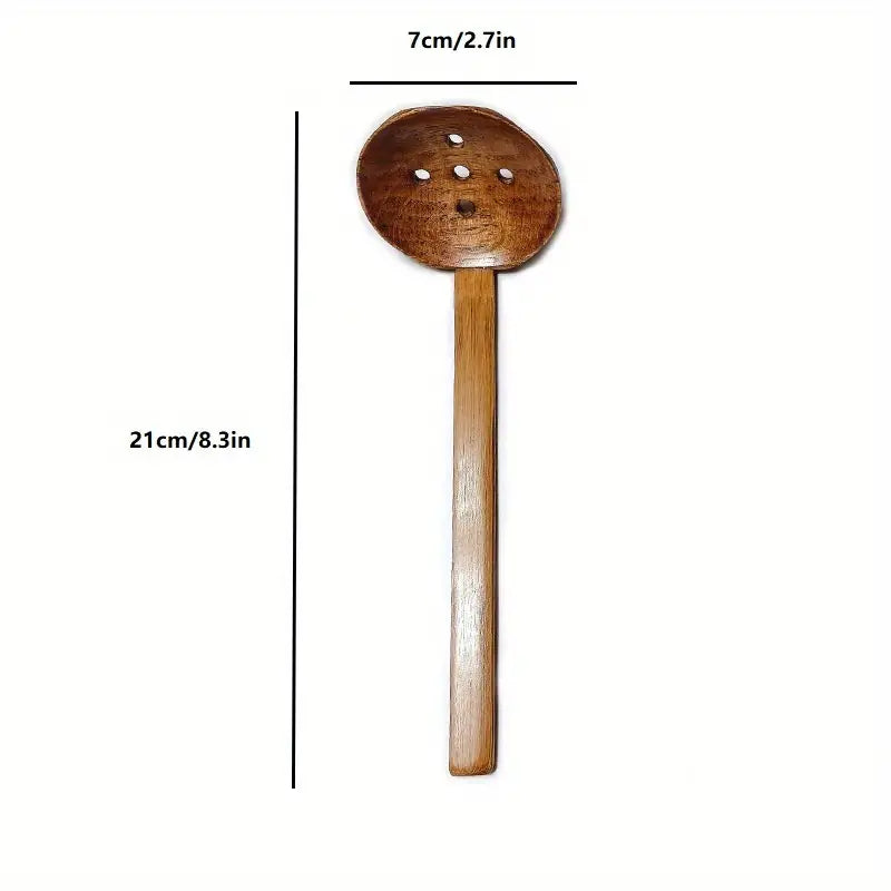 Solid Wood Ramen Spoon - Turtle Shell Design, 8.3in