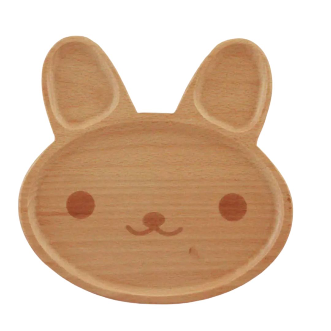 BunnyBite – Eco Wooden Baby Plate with Dividers