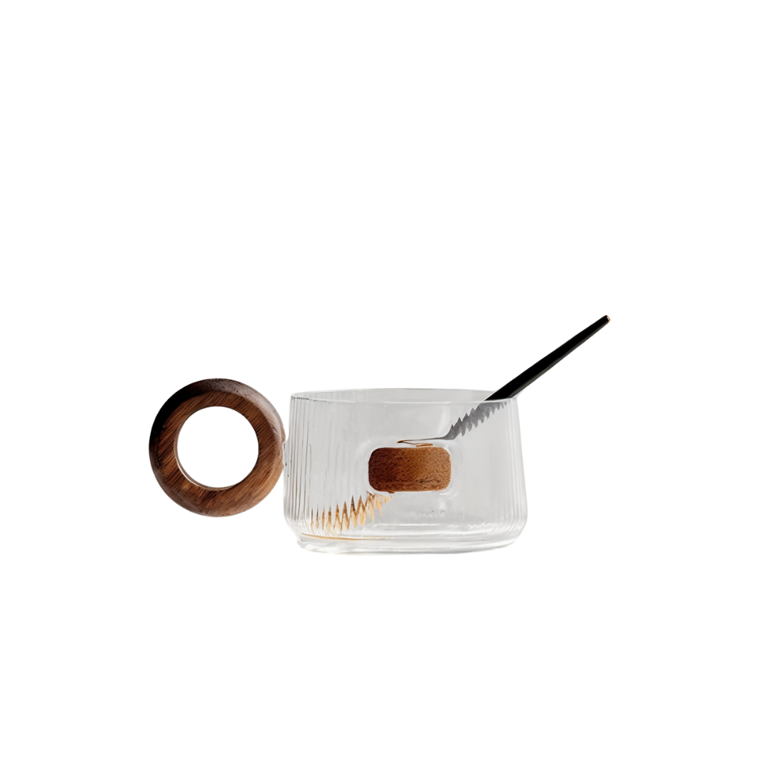 Walnut Glass Coffee Cup Set