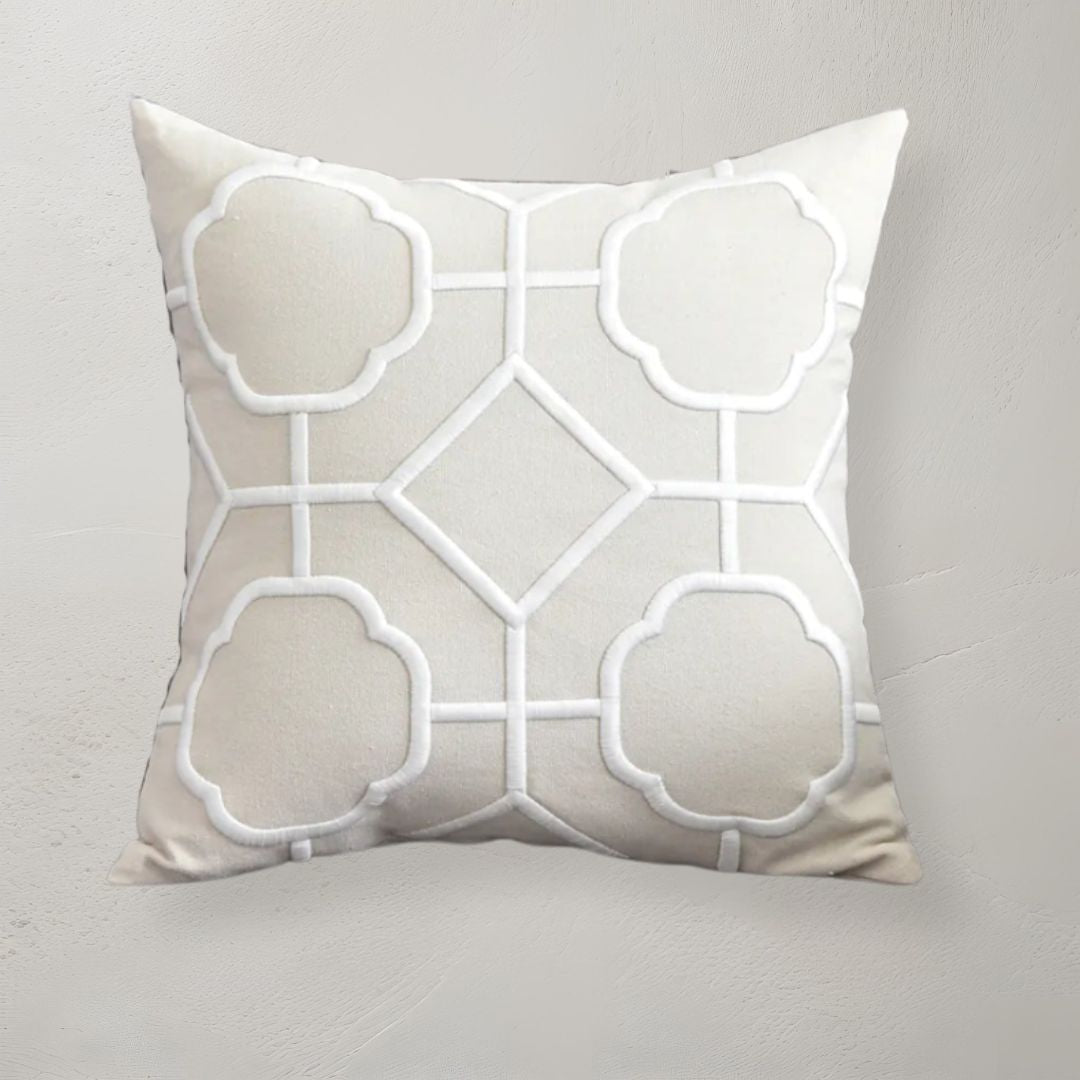 Modern Geometric Linen Embroidered Throw Pillow Cover