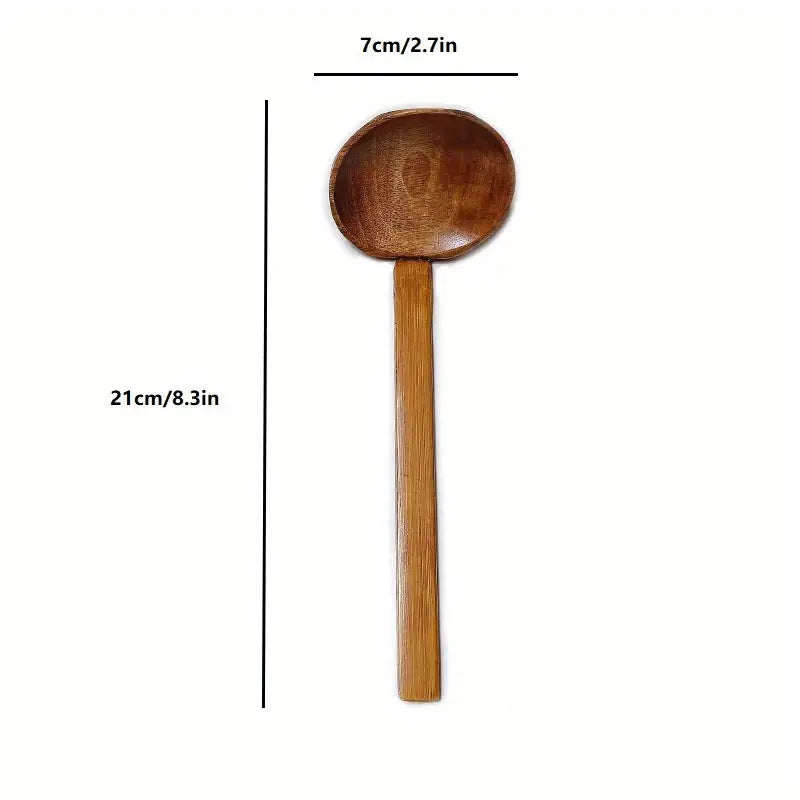 Solid Wood Ramen Spoon - Turtle Shell Design, 8.3in