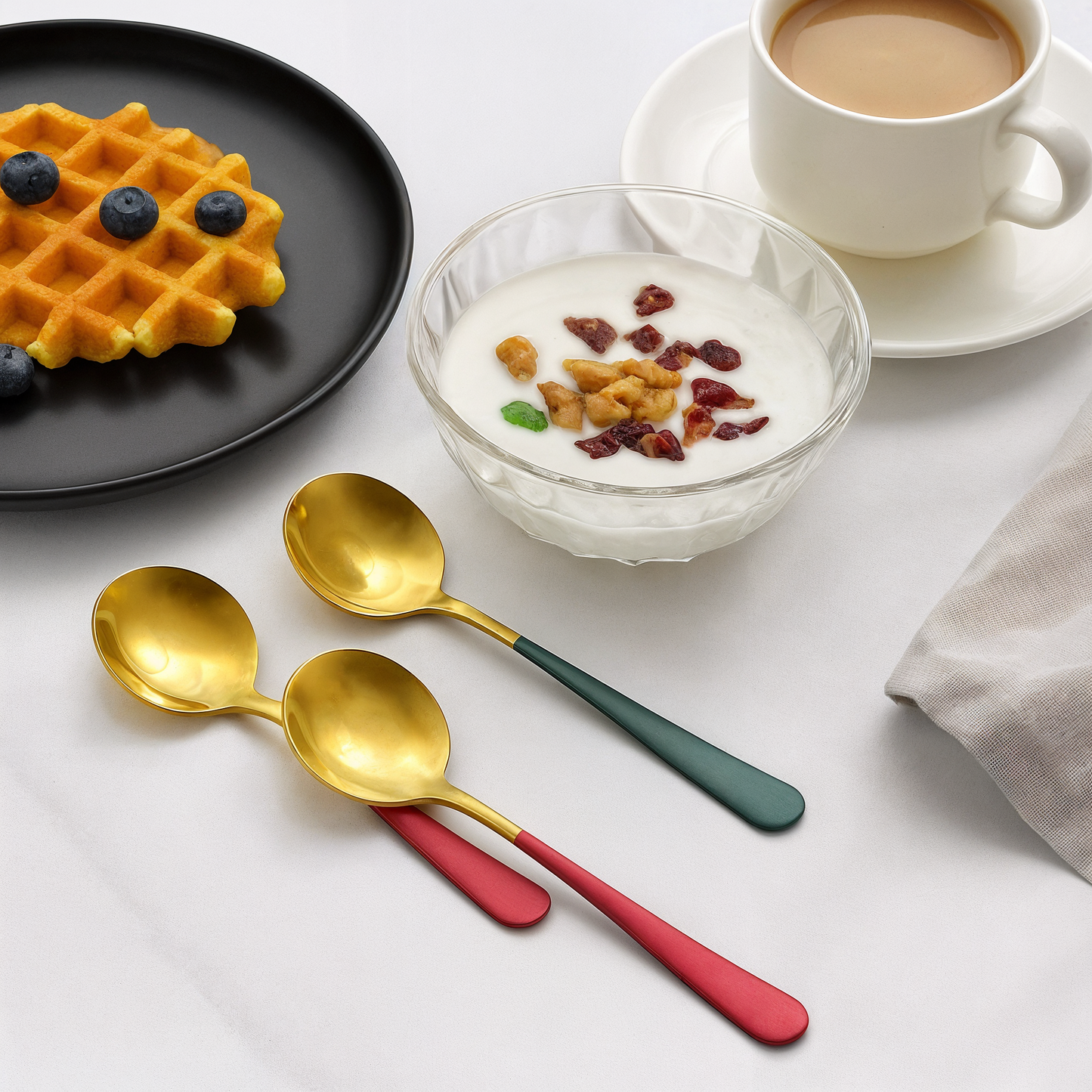 Stainless Steel Cutlery Set with Gold Laser Finish