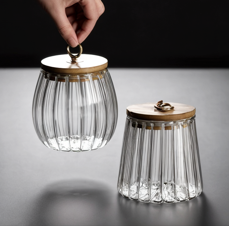 Dustproof Glass Storage Jar with Bamboo Lid
