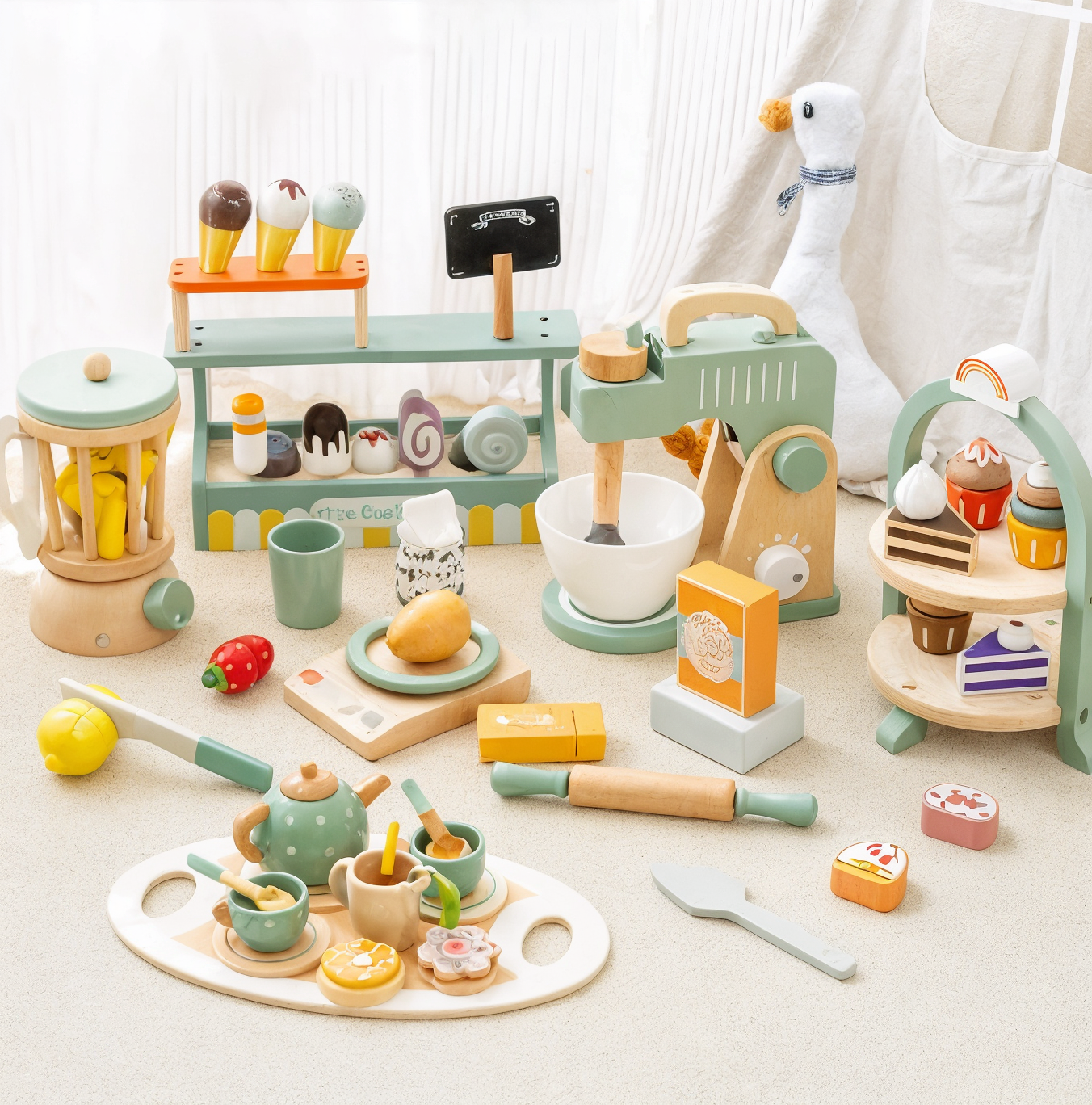 Kids Wooden Tea Party Playset