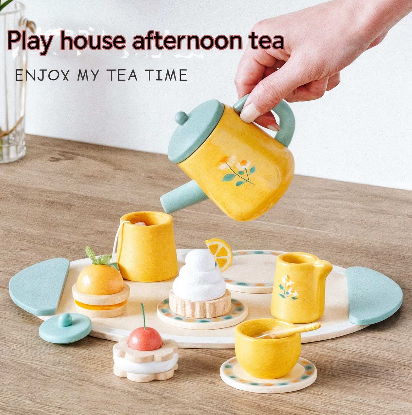 Kids Wooden Tea Party Playset