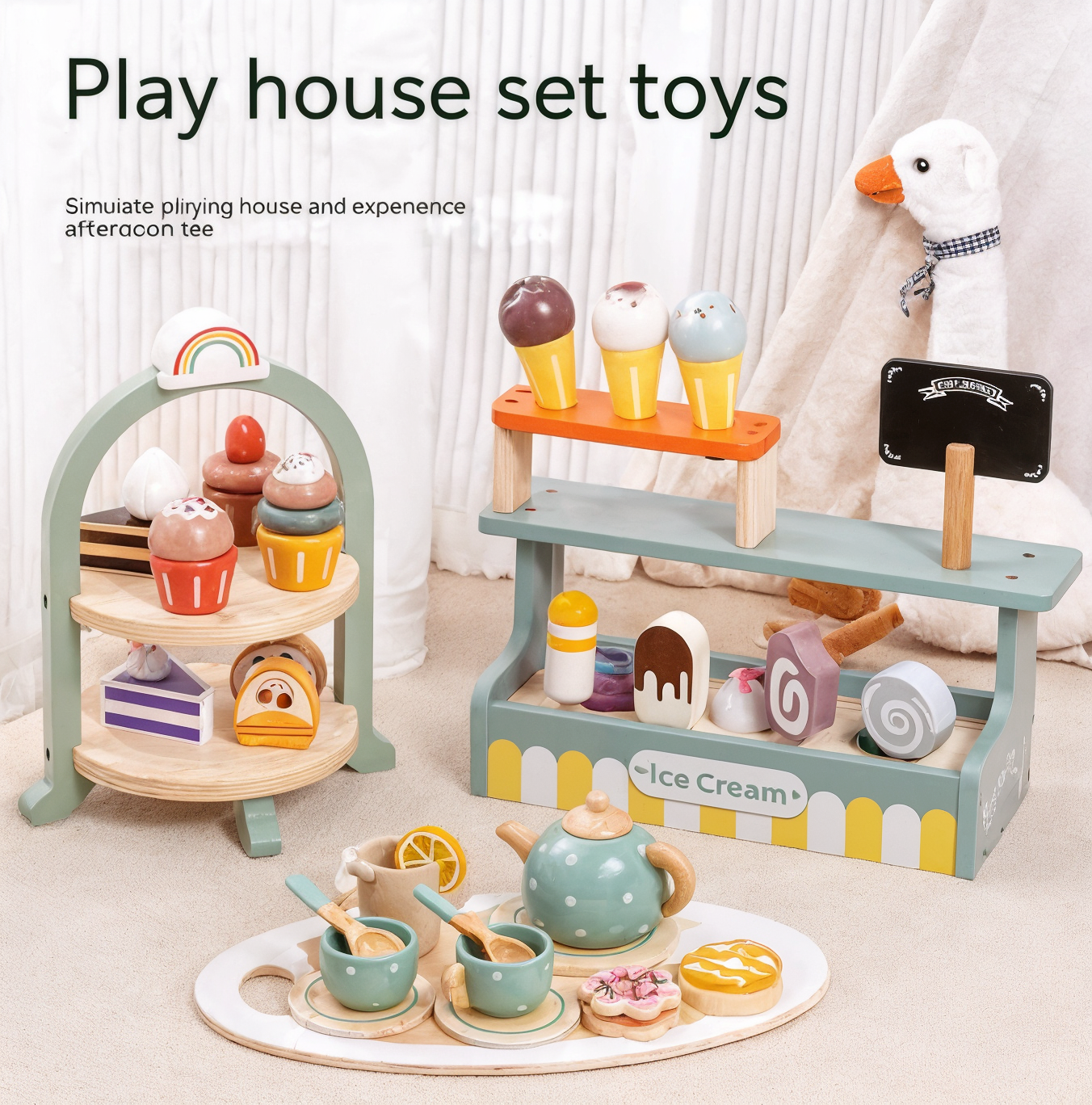 Kids Wooden Tea Party Playset