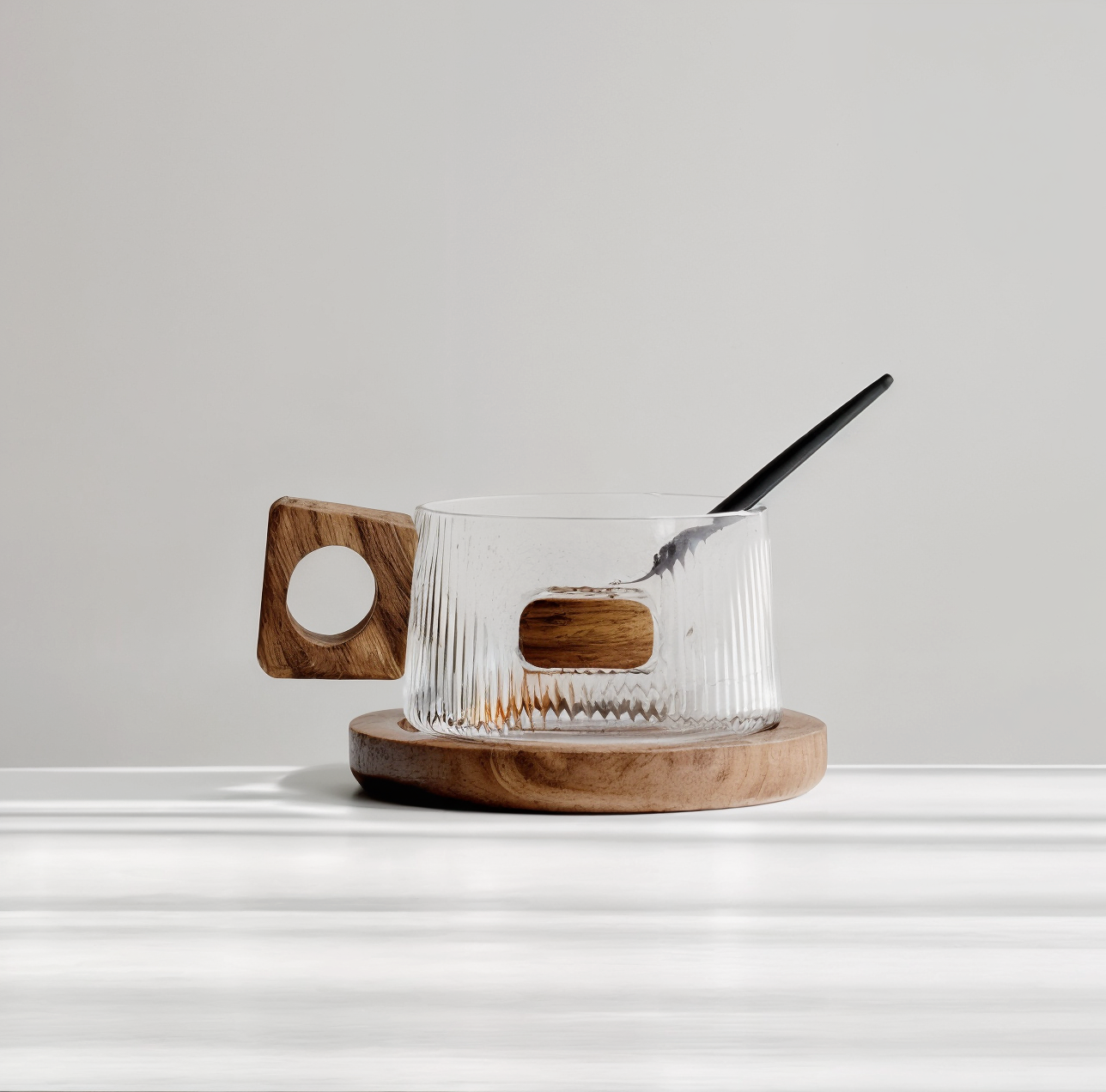 Walnut Glass Coffee Cup Set