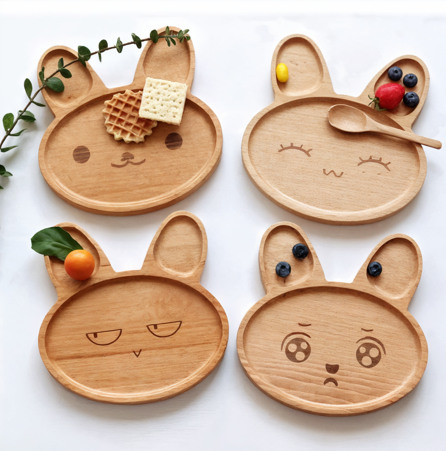 BunnyBite – Eco Wooden Baby Plate with Dividers