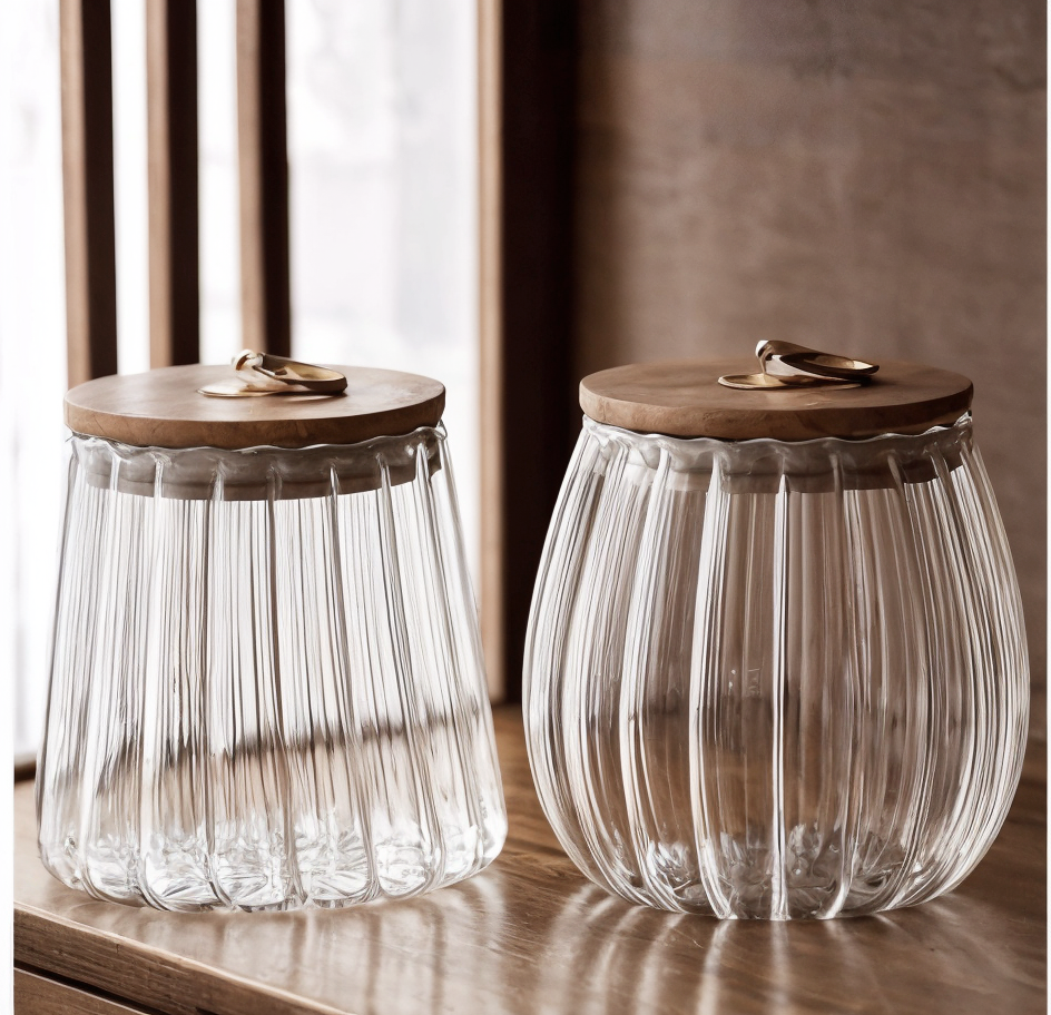 Dustproof Glass Storage Jar with Bamboo Lid
