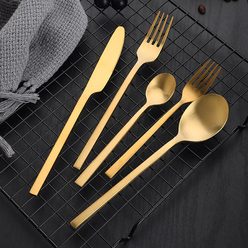 Matte Stainless Steel Cutlery Set - Thickened Design