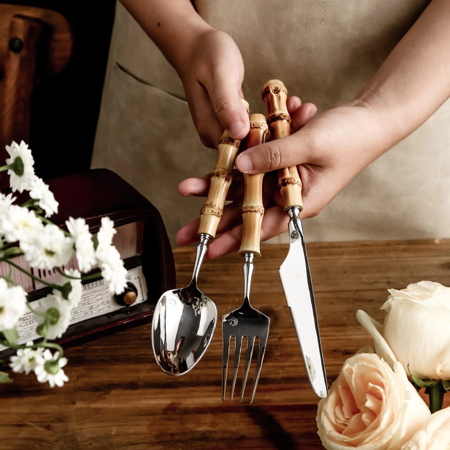 304 Stainless Steel Bamboo Style Cutlery Set (5 Pieces)