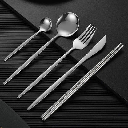 Matte Stainless Steel Cutlery Set - Thickened Design