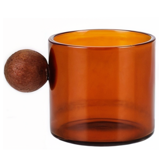Coloured Coffee Cup with Wooden Handle