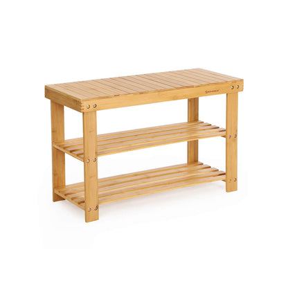 SONGMICS 3-Tier Bamboo Shoe Bench, Shoe Rack Storage Organizer, 70 x 28 x 45 cm, ideal for Hallway, Bathroom, Living Room and Corridor LBS04N
