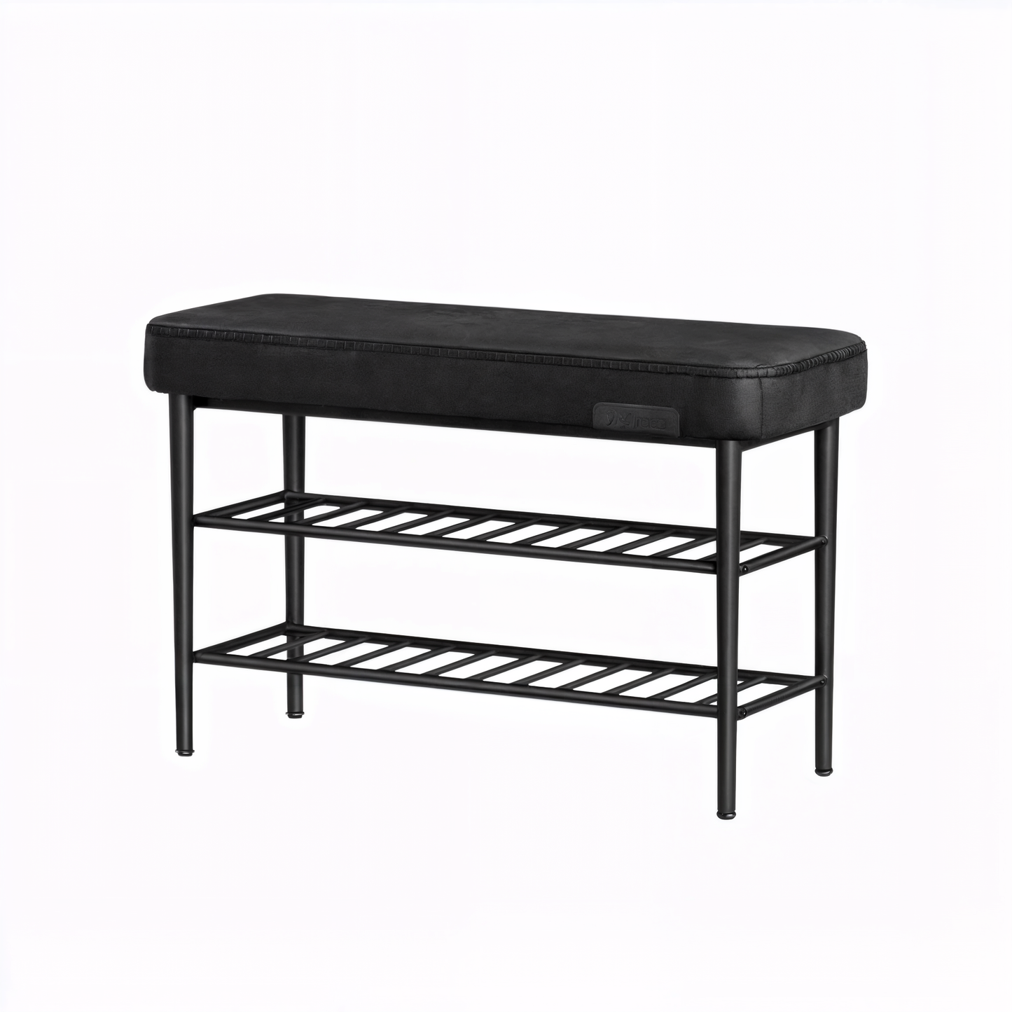 VASAGLE EKHO Collection LSB054B01 Shoe Bench, Seat, Entrance Area, Faux Leather, Seams, 60s Style, Modern, Maximum Load 135 kg, 30 x 80 x 50 cm, Ink Black