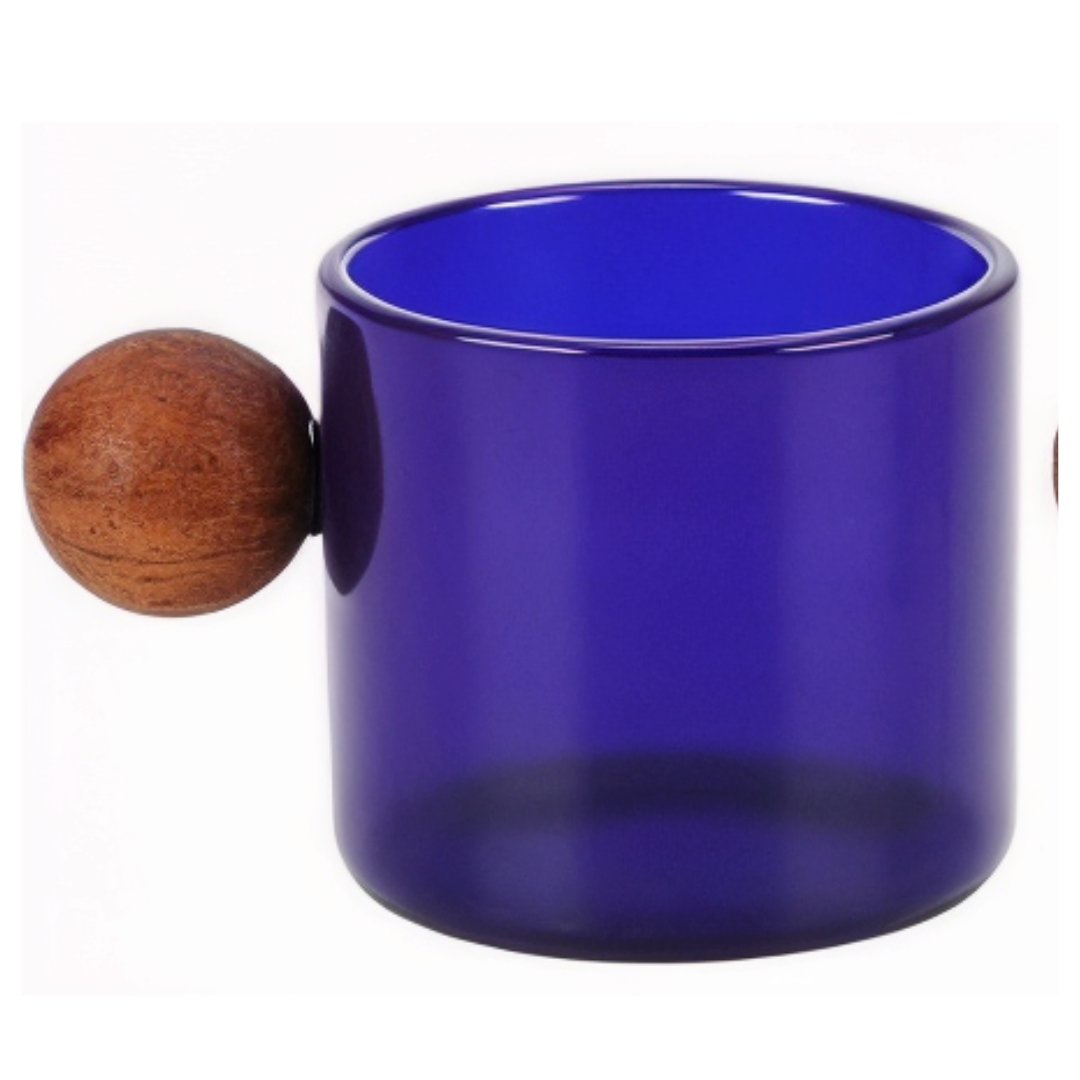 Coloured Coffee Cup with Wooden Handle