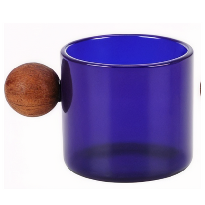 Coloured Coffee Cup with Wooden Handle