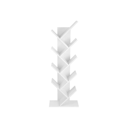 VASAGLE Tree Bookshelf, 8 Tier Floor Standing Bookcase with Wooden Shelves for Living Room, Home Office, White LBC11WTV1