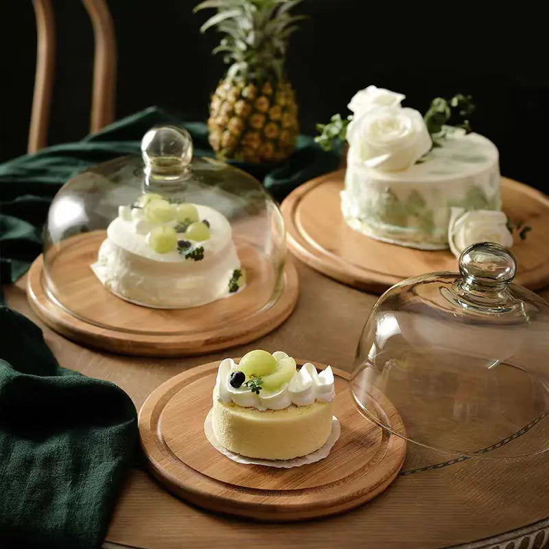 Transparent Glass Cover Fruit Tasting Plate Set