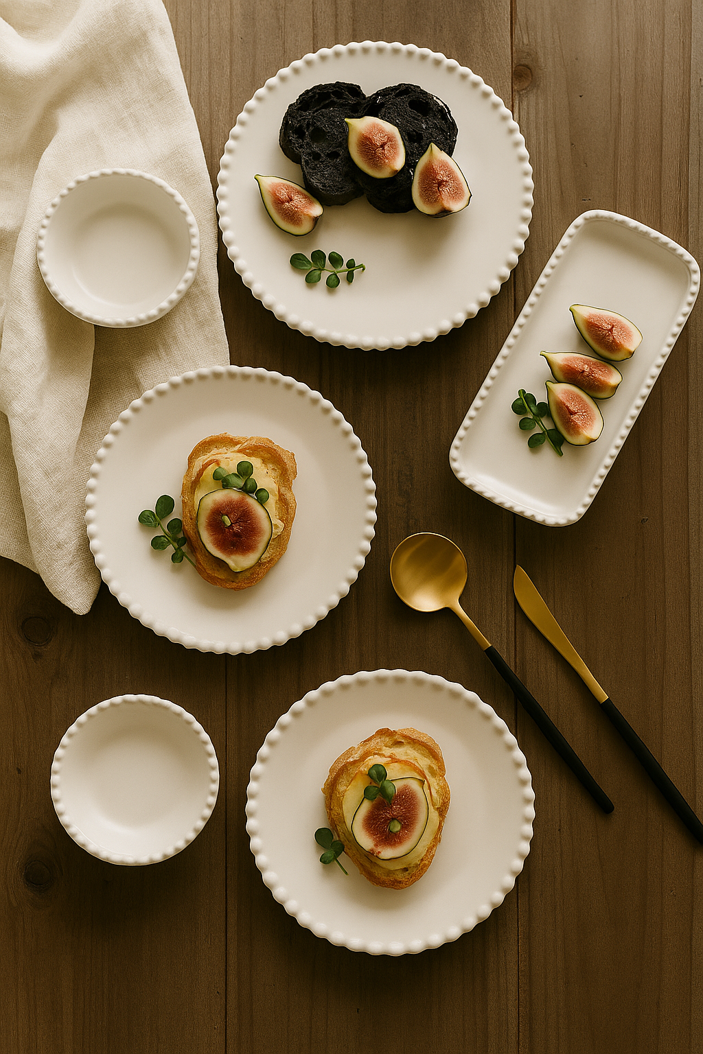 Ceramic Breakfast Plate with Pearl Edge Design