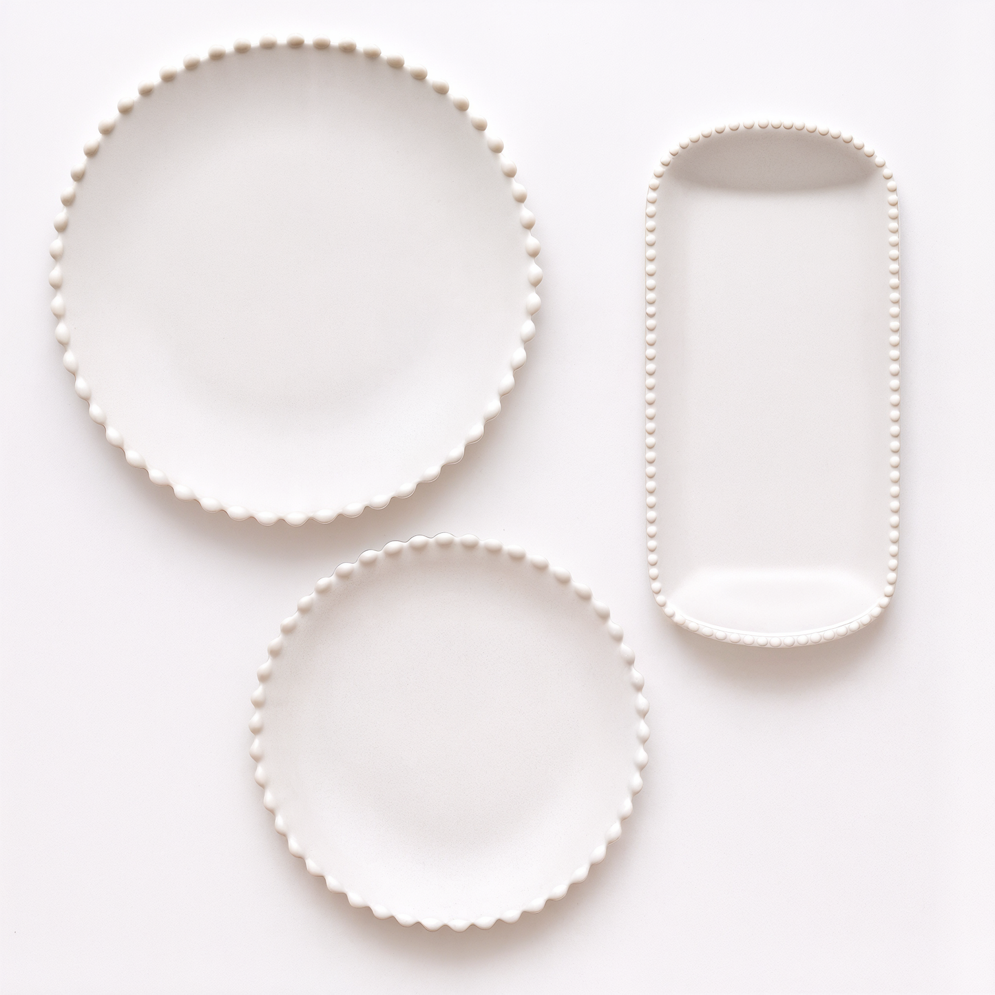 Ceramic Breakfast Plate with Pearl Edge Design