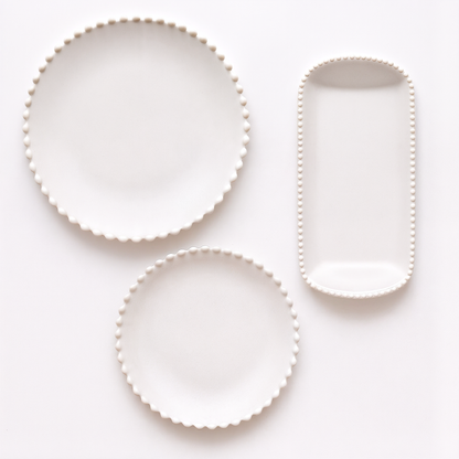 Ceramic Breakfast Plate with Pearl Edge Design