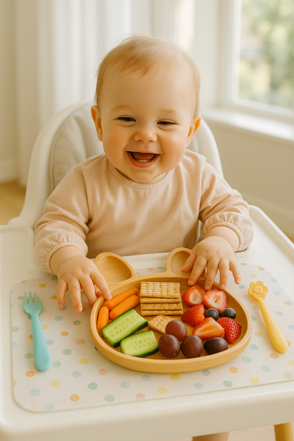 BunnyBite – Eco Wooden Baby Plate with Dividers