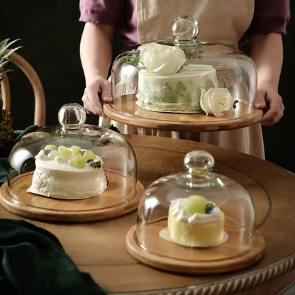 Transparent Glass Cover Fruit Tasting Plate Set
