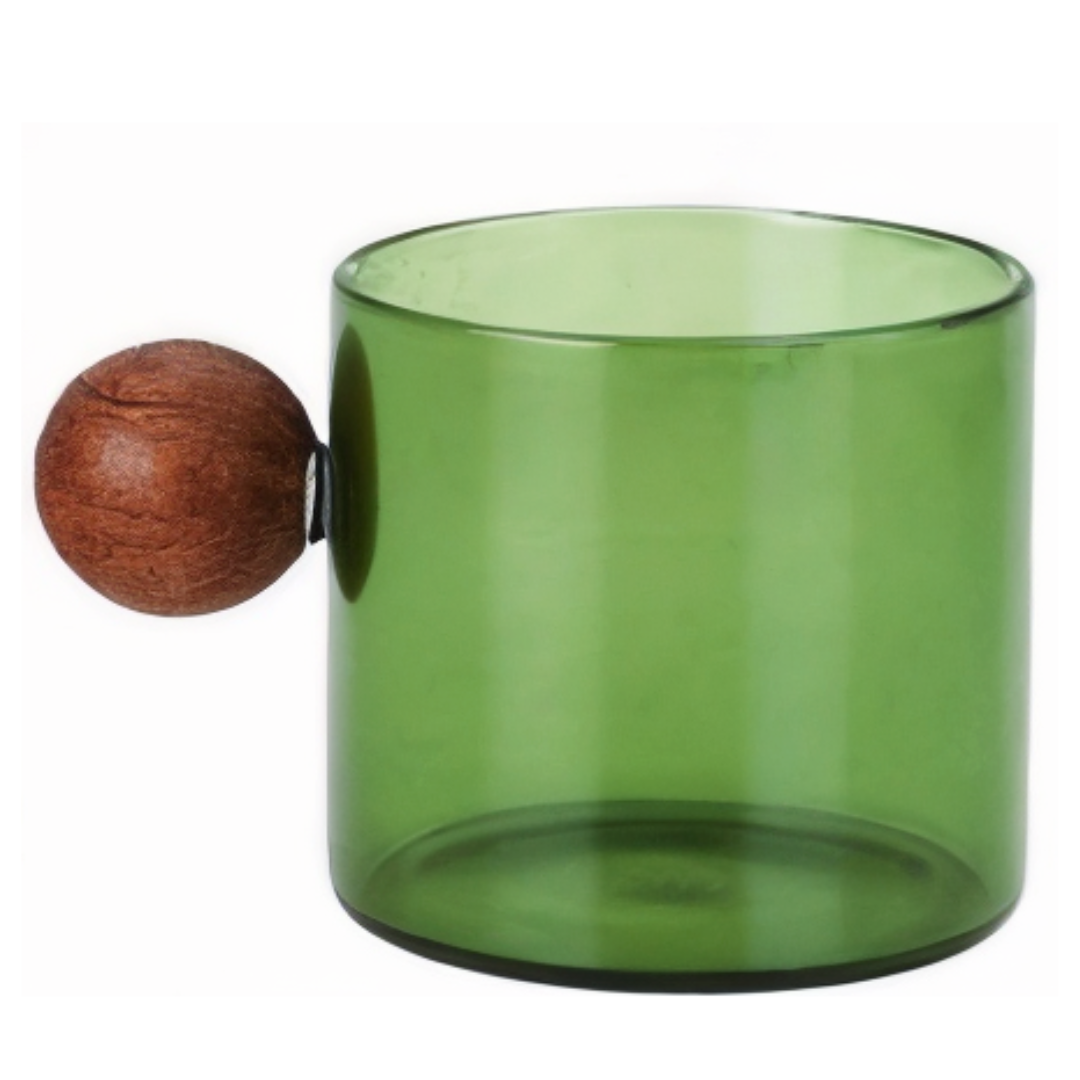 Coloured Coffee Cup with Wooden Handle