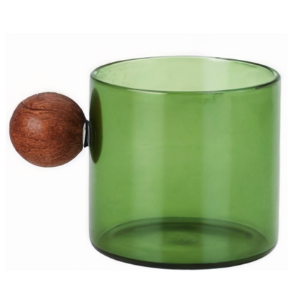 Coloured Coffee Cup with Wooden Handle