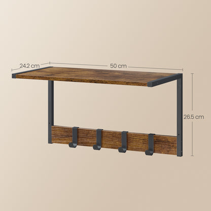 Vasagle 2pc Floating Shelves, 9.53" Deep Wall Mounted Hanging Shelves for Living Room, Kitchen, Bedroom, Bathroom, Storage and Display Shelf Set, Rustin Brown