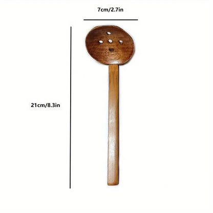 Solid Wood Ramen Spoon - Turtle Shell Design, 8.3in