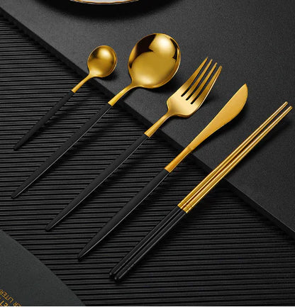 Matte Stainless Steel Cutlery Set - Thickened Design