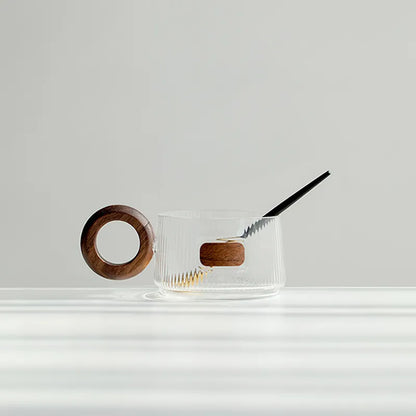 Walnut Glass Coffee Cup Set