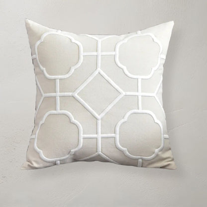 Modern Geometric Linen Embroidered Throw Pillow Cover