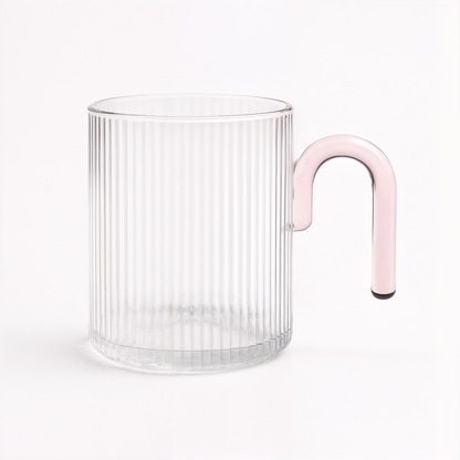 Vertical Pattern Colored Glass Cup