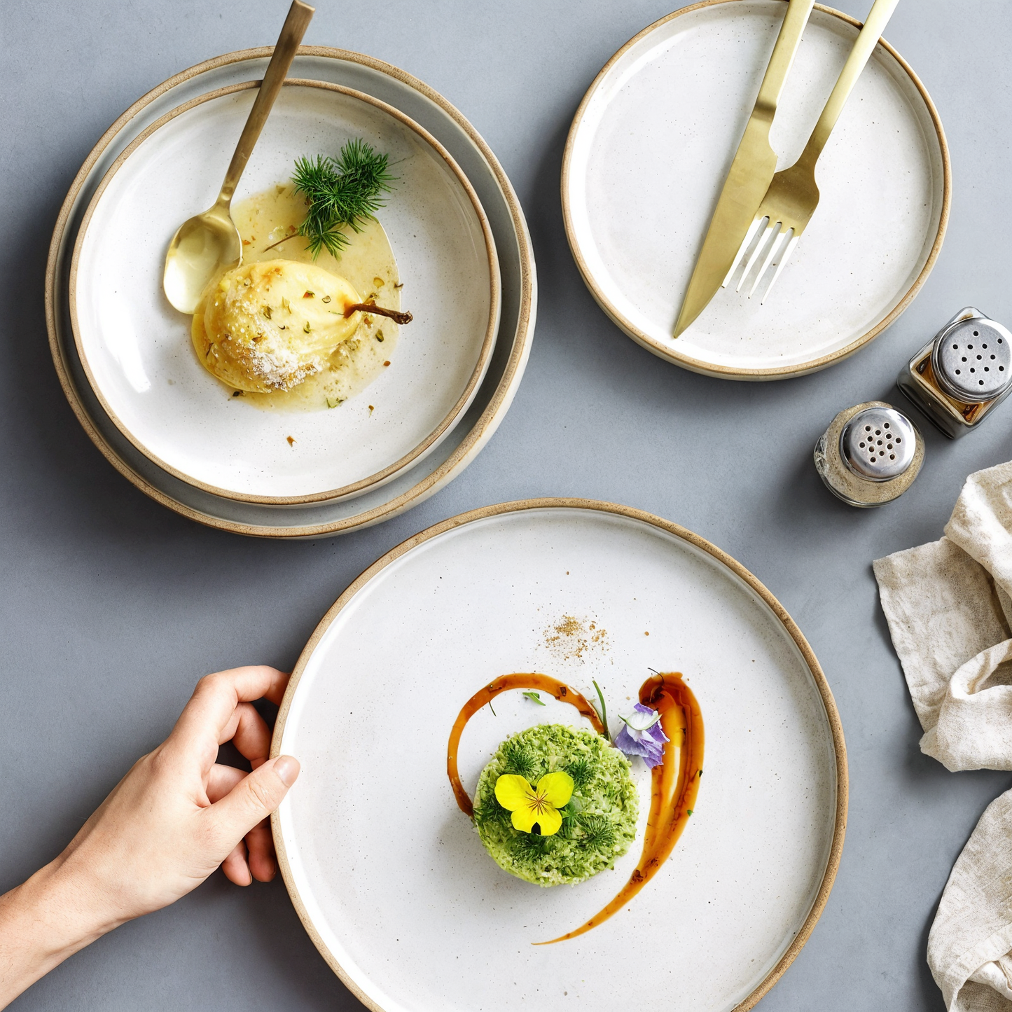 Creative Retro Stoneware Sesame Dinner Plate