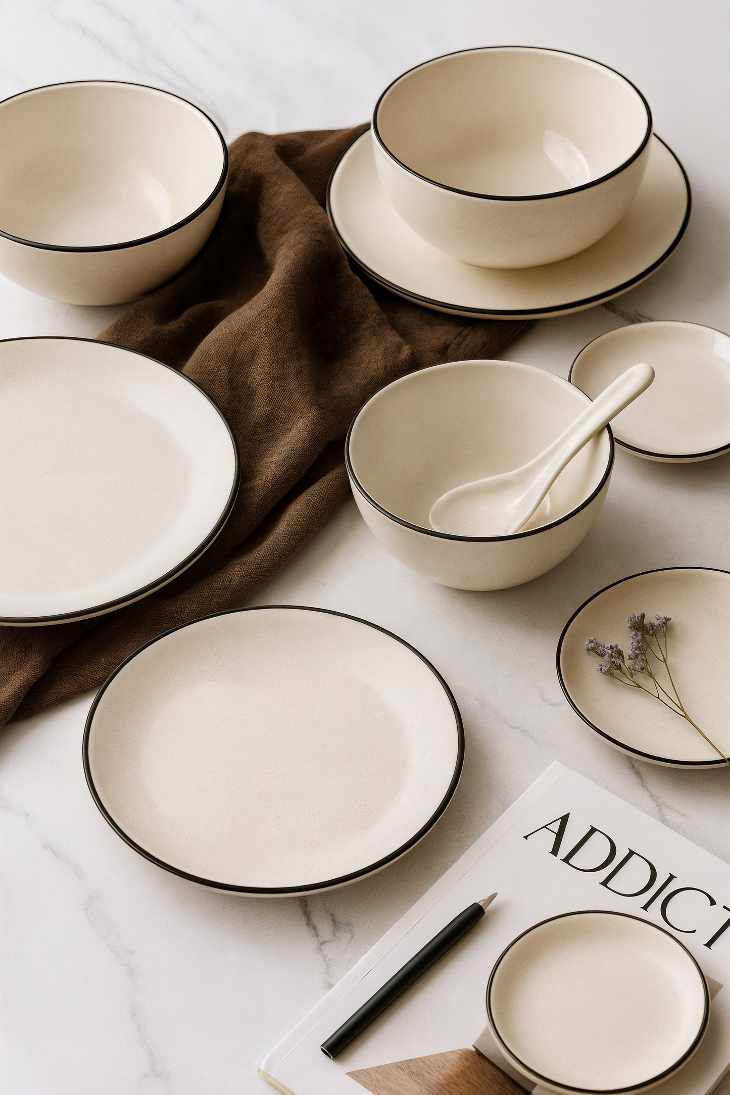 Ceramic Bowl and Plate Set for Dining