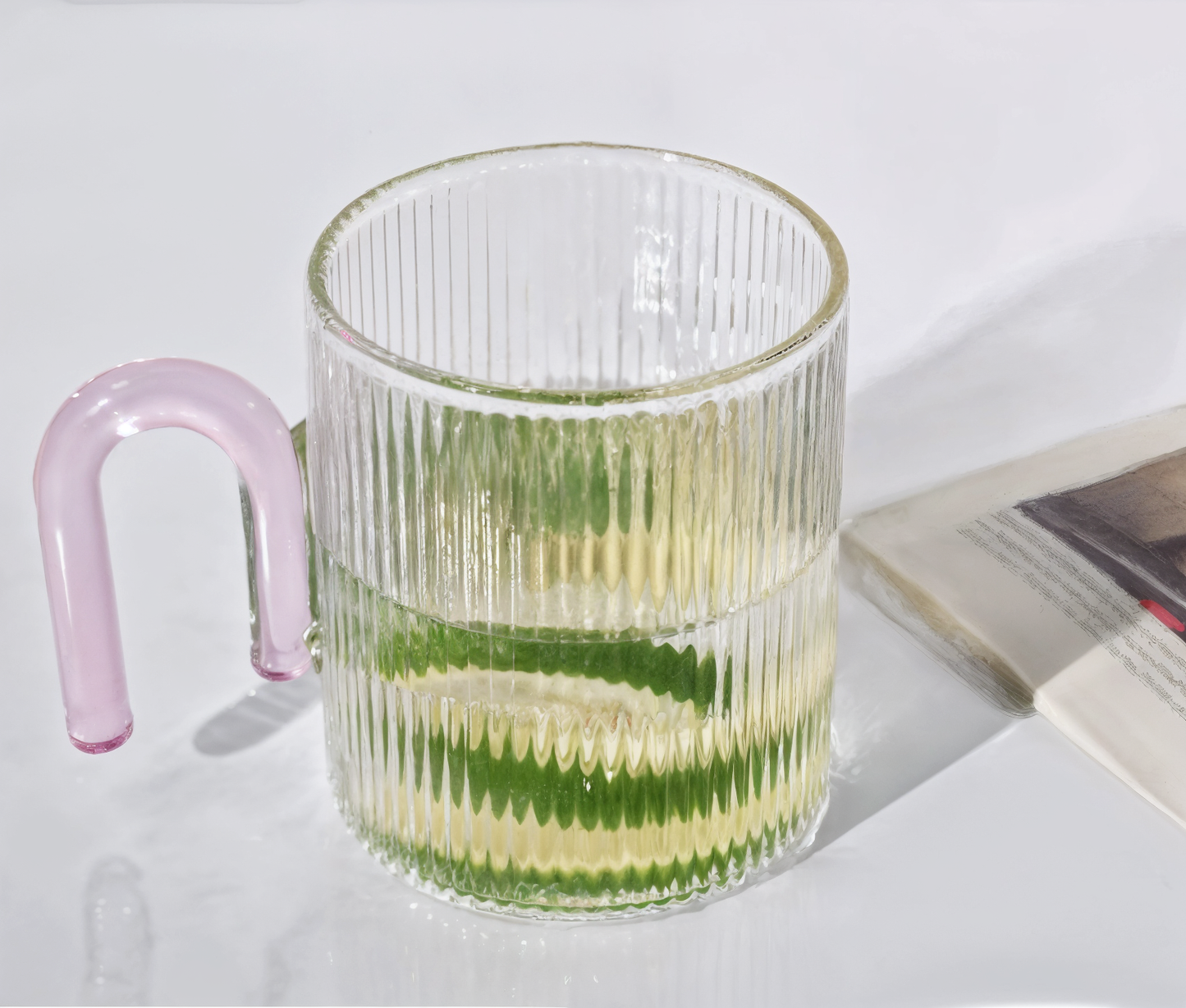 Vertical Pattern Colored Glass Cup