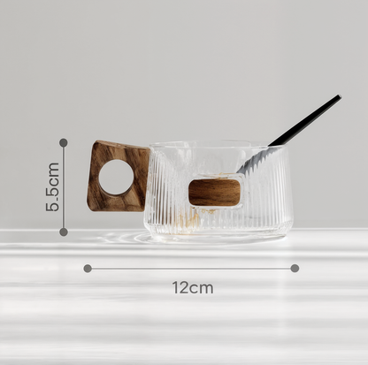 Walnut Glass Coffee Cup Set